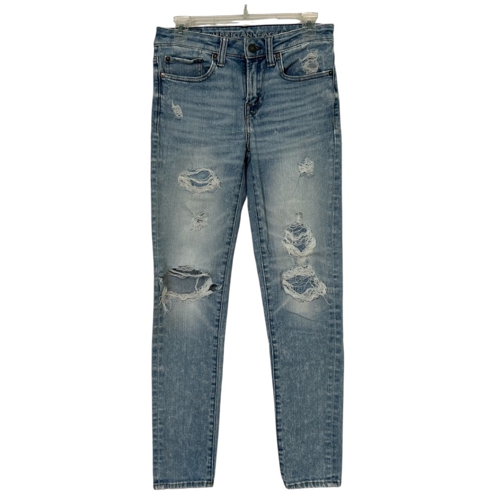 American Eagle Ne(x)t Level Airflex Skinny Stretch Jeans 29 x 32 Blue Distressed